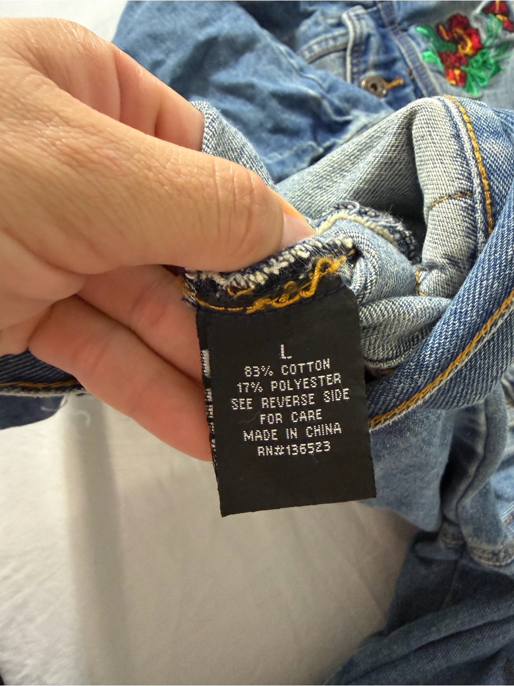 Brooklyn Cloth Light Blue Denim Jacket with Multicolor Patch Accents - Picture 10 of 10